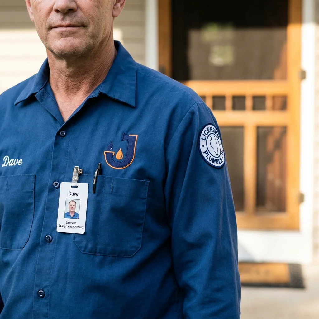 Licensed plumber showing ID badge in Greenland, NH