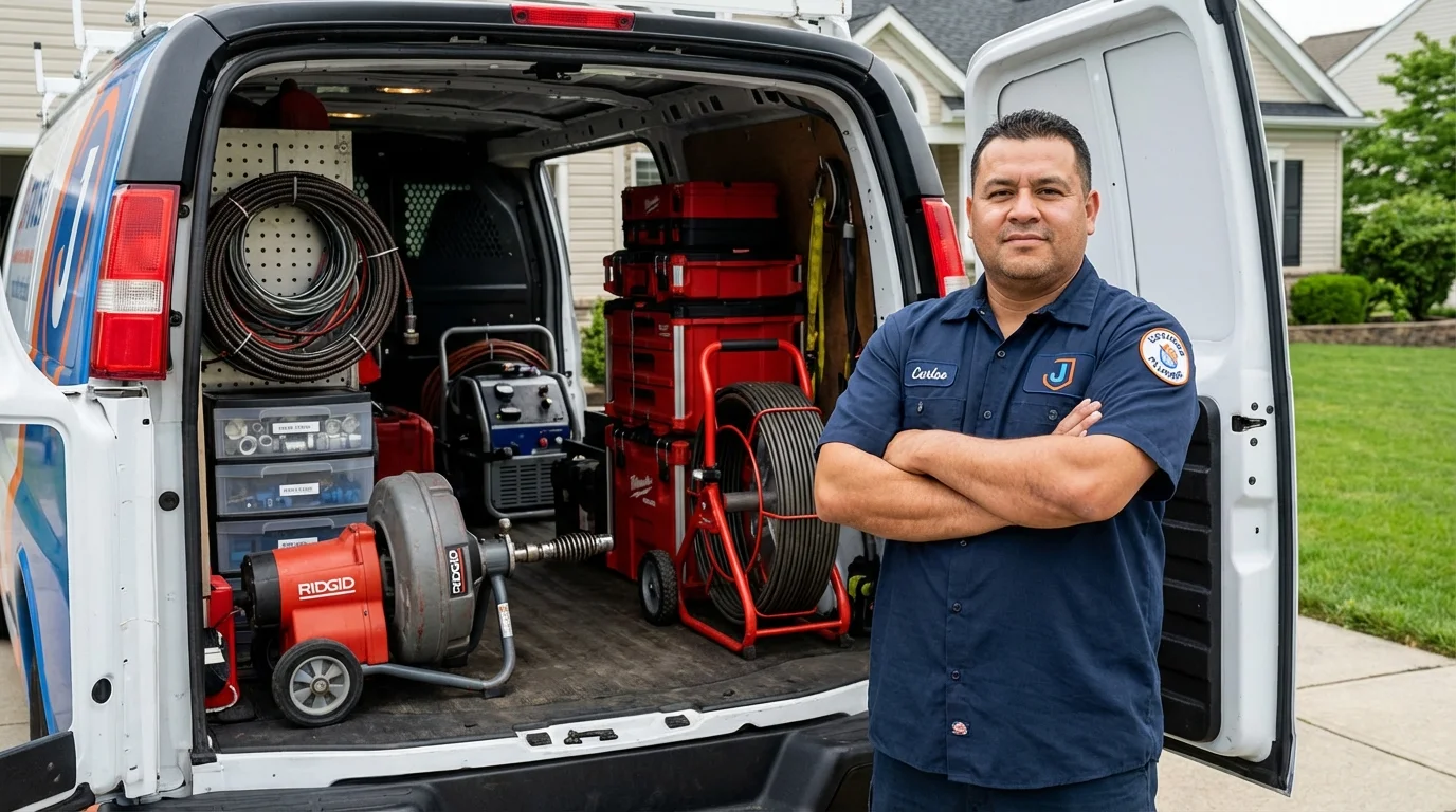 Professional drain cleaning equipment and Johns Plumbing LLC plumber in Greenland