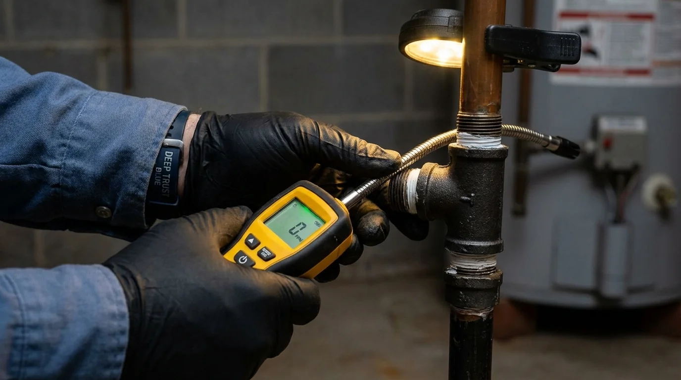 Gas leak detection with electronic sniffer by Johns Plumbing LLC in Greenland