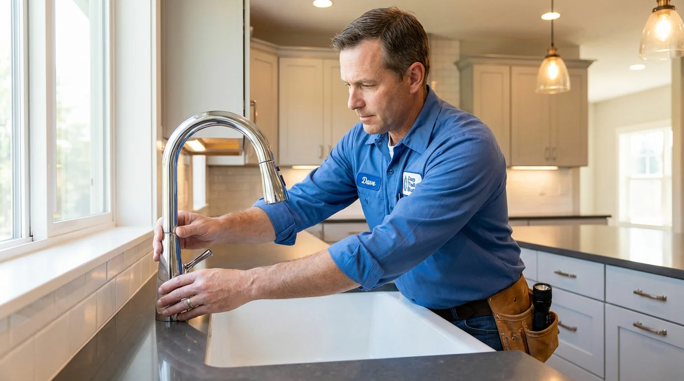 Kitchen faucet installation by Johns Plumbing LLC in Greenland