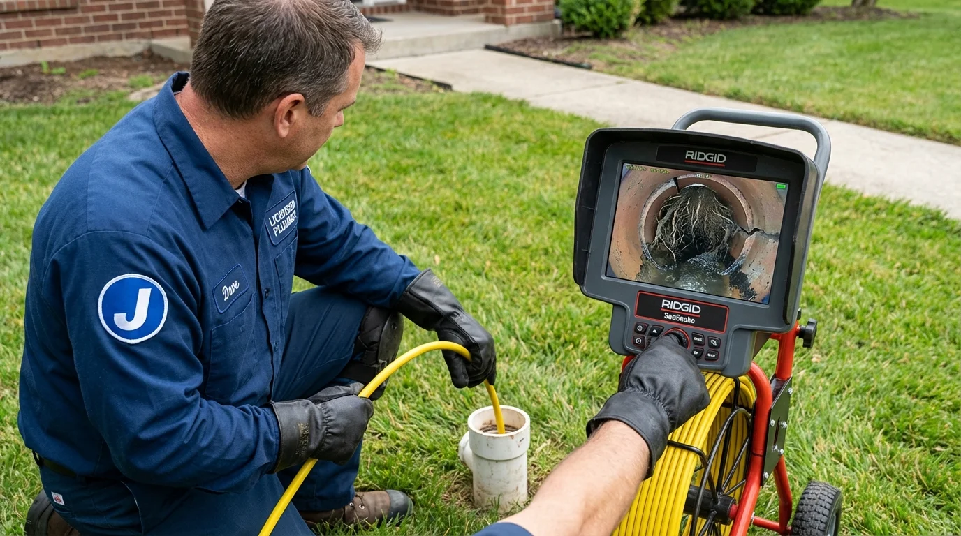 Sewer camera inspection being performed by Johns Plumbing LLC in Greenland