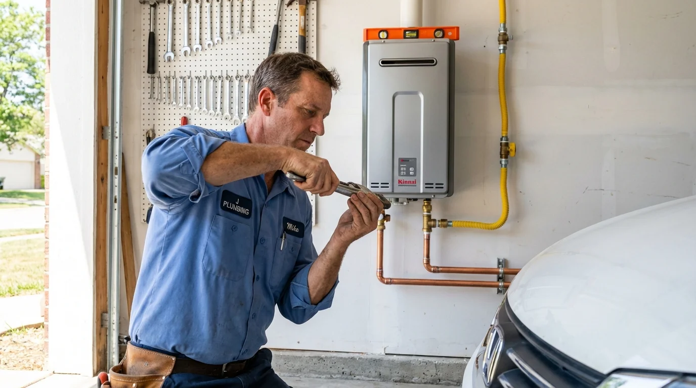 Tankless water heater installation by a Johns Plumbing LLC plumber in Greenland